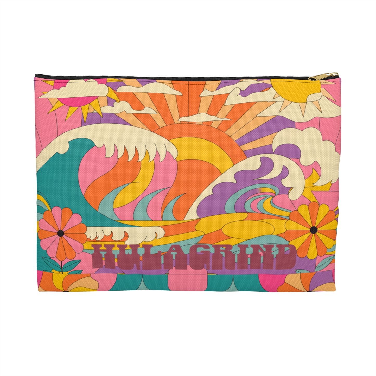 Vibrant 60's Beach-Themed Accessory Pouch - Perfect for Travelers and Summer Lovers