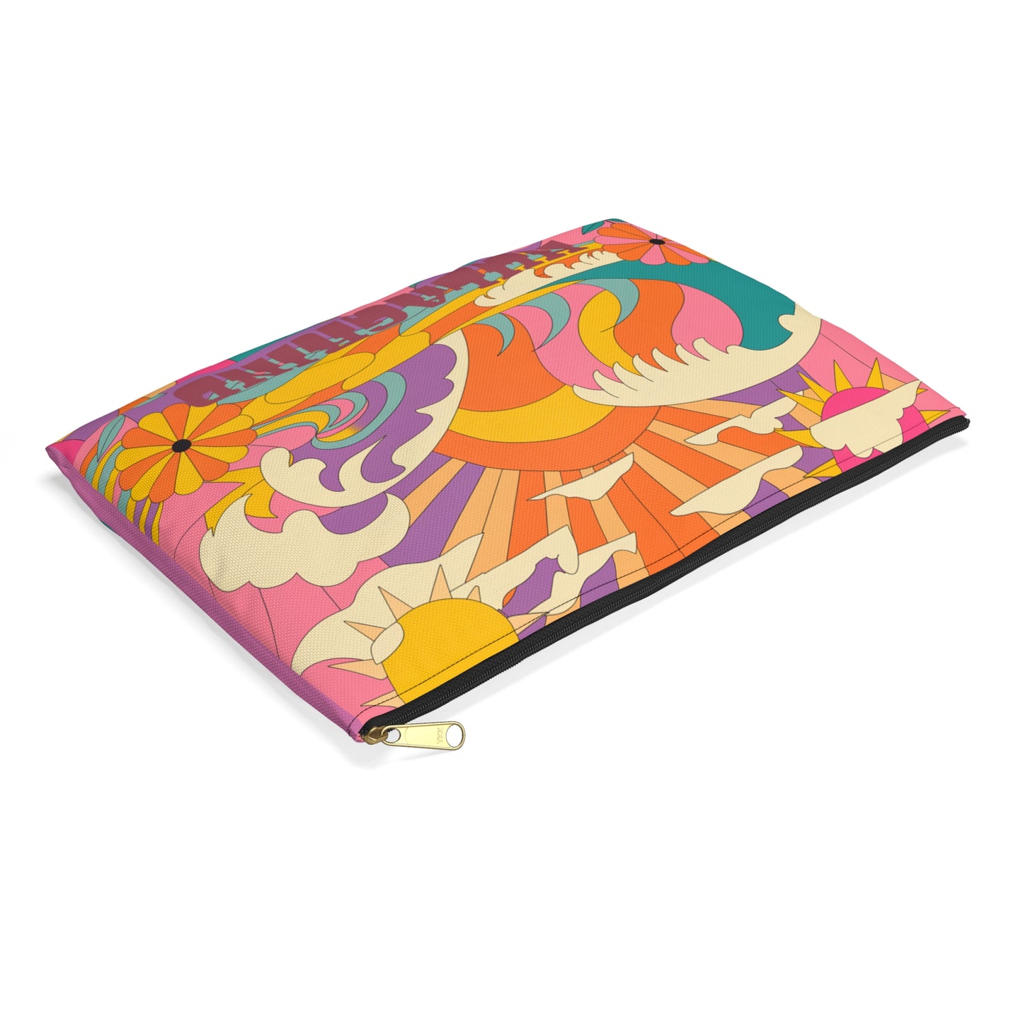 Vibrant 60's Beach-Themed Accessory Pouch - Perfect for Travelers and Summer Lovers