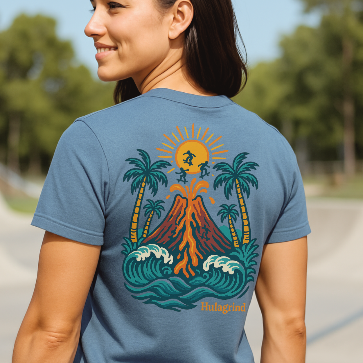 women's skate clothes, womens skateboard tees, hawaiian skate shirt, Women's Skate Brand. surf skate tee